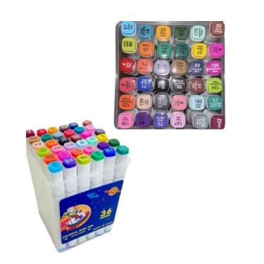 Imagem de Kit Canetas Marcador Permanente Touch 36 Cores Com Ponta Dupla Estojo Maleta Para Colorir Desenho Codificado Por Cores