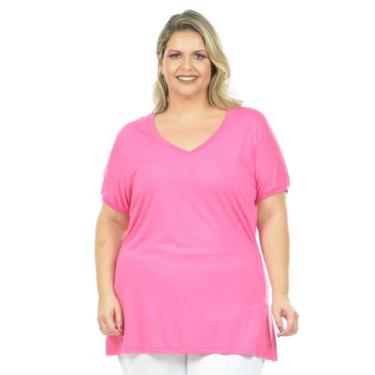 Imagem de Blusa plus size malha fria z - Fenomenal, Pink, 50