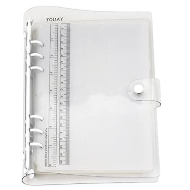 Imagem de A6 A5 6 furos, capa colorida de PVC com anel redondo e fecho de botão de pressão, pasta de arquivo para folhas soltas, refil de caderno (branco neve, combo A5)
