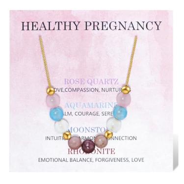 Imagem de mintolex Presentes de gravidez saudáveis para grávidas Colar de pedra da lua com contas de 6 mm para grávidas Presentes espirituais para mulheres grávidas, Pedra, Sem Pedra Preciosa
