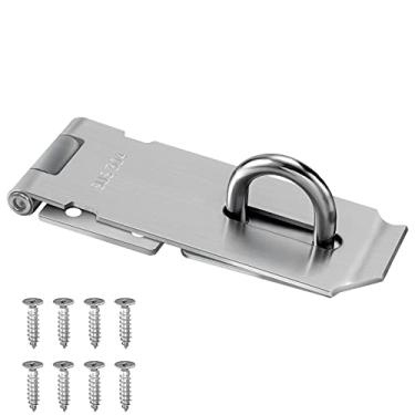 Imagem de Dluno Trava de trava de segurança para porta, SUS 304 superfície escovada polida, trava de ferrolho (5"/127 cm) grossa HaspLock adequado para portas, galpões, armários, armários (12,78 cm (5") - Prata