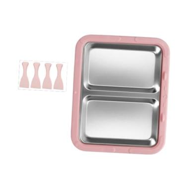 Imagem de WeiLaiKeQi Máquina de sorvete instantânea, prato frio doméstico, faça você mesmo, versátil, aço inoxidável, bandeja para rolos de iogurte congelado de verão, Rosa Sem Tampa