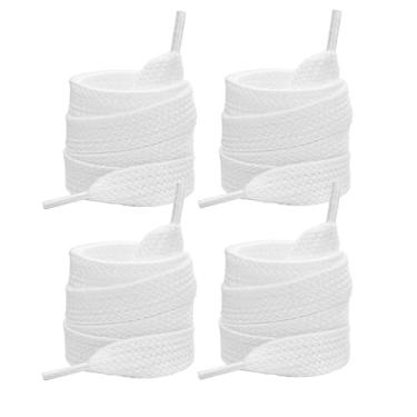 Imagem de YLOKO 2 pares de cadarços para tênis Campus 00s, cadarços atléticos de 1,5 cm de largura, espessos, 119,4 a 139,7 cm, cadarços brancos de substituição, Branco, 47 inch