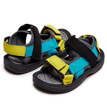 Imagem de Skysole Sandálias All Terrain Com Tira Dupla Para Meninos - Sandália Anfíbia Caminhada/Esportes Aquáticos Sola De Borracha, Cinza-Amarelo/Criança 7 A 8 Anos