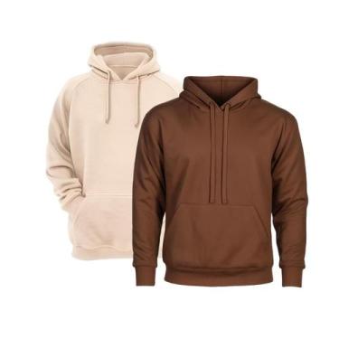 Imagem de Kit Moletom Masculino Blusa Masculina Canguru sem Ziper com Capuz Liso