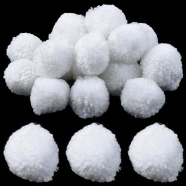 Imagem de SUNNYCLUE 24 bolas de pompom de lã branca pompom fofas a granel de 5 cm feltro macio felpudo redondo feito à mão decoração de guirlanda pendurada bola para decoração DIY arte artesanato casa festa