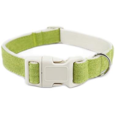 Imagem de Coleira de cânhamo de algodão ajustável, coleira verde para cães de tecido natural macio, lindo colar de cachorro de casamento para cães pequenos, médios e grandes, verde-G