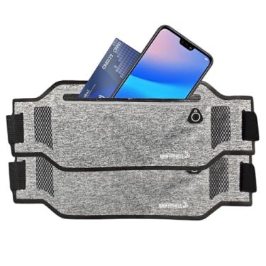 Imagem de Kit 2 Pochetes Esportivas, BRN FITNESS, Corrida Caminhada Impermeável Alça 40cm Ajustável Fina Discreta Doleira P/Viagens (Preto)