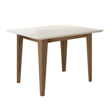 Imagem de Mesa De Jantar Retangular Poliman Kate Com Tampo De Vidro Carvalho-branco-off White