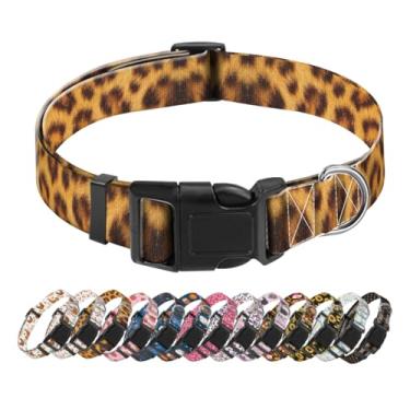 Imagem de SXboxing Coleira para cães, coleira fofa para cães pequenos, médios e grandes, coleiras macias personalizadas para animais de estimação com fivela de liberação rápida para caminhada, corrida, leopardo