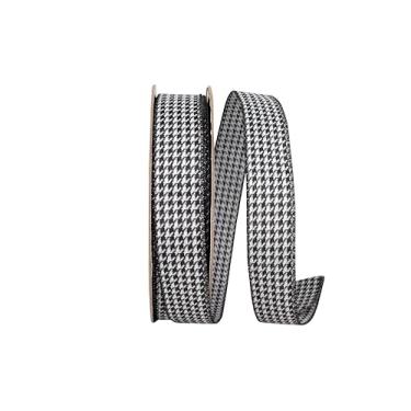 Imagem de Reliant Ribbon Fita de borda com fio Jacquard Houndstooth, preto/branco