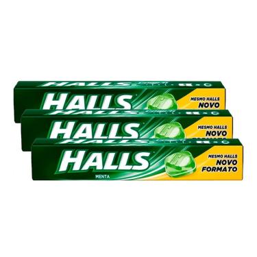 Imagem de Bala Halls Menta 28g  Kit com três  unidades