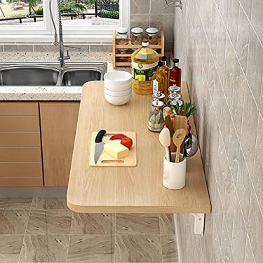 Imagem de LJHSS Mesa dobrável flutuante montada na parede, mesa dobrável para computador, mesa suspensa que economiza espaço, para espaços pequenos, quarto, escritório em casa