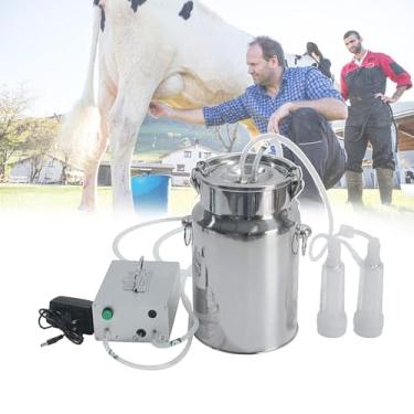 Imagem de MáQuina De Ordenha EléTrica PortáTil De 3l/5l/7l/10l/14l, Kit De MáQuina De Ordenha EléTrica De Vaca/Cabra Com Balde De Leite De AçO InoxidáVel 304, Ordenhadeira De Vacas E MáQuina De Ordenha De Gado