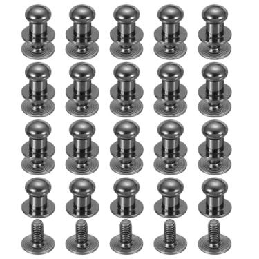 Imagem de PATIKIL Rebites de couro de 6 mm, 20 conjuntos de parafusos de cabeça esférica, botão de cabeça redonda, Chicago, parafuso de mamilo, rebite para couro, faça você mesmo, artesanato, bolsa, cinto