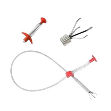 Imagem de Desentupidor de Pia e Ralo com Garra, 90cm, Ferramenta para Limpeza de Canos, Ralos de Cozinha e Banheiro, Pegador de Cabelos