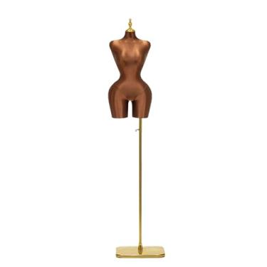 Imagem de Manequim feminino com base quadrada, torso de manequim europeu e americano plus size com altura ajustável, expositor de roupas(Brown)