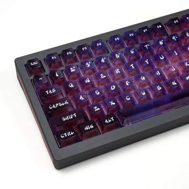 Imagem de Conjunto de teclas de teclado 119 teclas que brilham através do conjunto de teclas roxas transparentes cereja para teclado mecânico Cherry Gateron Mx Switches