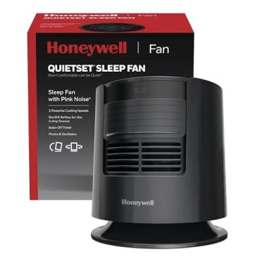 Imagem de Honeywell Ventilador pessoal QuietSet Sleep com ruído rosa, preto, HTF300