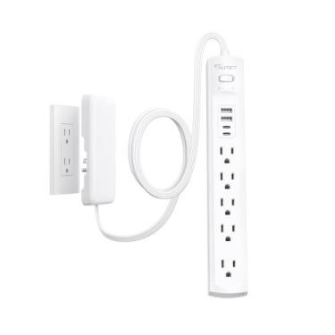 Imagem de Cabo de extensão plano Power Strip NUTICT de 10 pés com 5 saídas e 4 U