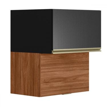 Imagem de Armário Aéreo Cozinha 60 Cm Proença 2 Portas 100% Mdf Nogueira/Carbono - Demóbile