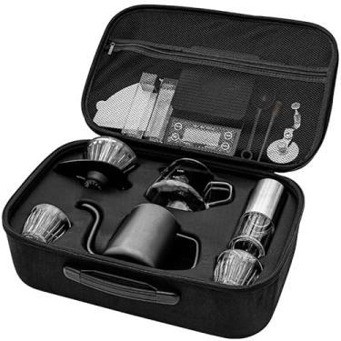 Imagem de Kit Café 9 Peças, com Coador de Café, com Moedor de Café Manual, com Chaleira de 600mL, Balde para Compartilhar de 350mL, 2Pce Copos 100mL, PapéIs de Filtro 40Pcs, Conjunto de Cafeteira