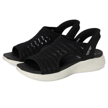 Imagem de Skechers Sandália feminina Ultra Flex 3.0-Sol Quente Mãos Sem Cadarço, preto, 38 EU