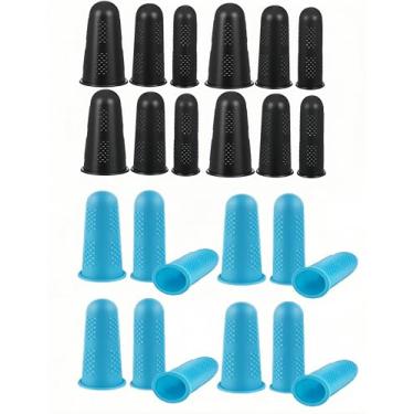 Imagem de Bepisof 24 peças de protetores de dedo de silicone de 3 tamanhos, protetores de dedo de borracha para dedal, pontas de proteção de dedo, tampas de dedo antiderrapantes para pistola de cola quente