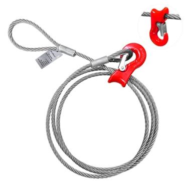 Imagem de FITHOIST Eslinga de Cabo de Aço de Perna Única, 7,2T, Estrangulamento de Toras de Aço, 10 Pés, Laço Flamengo de 3/8" para Dedal Resistente com Estrangulamento Deslizante, Cabo de Amarração Resistente