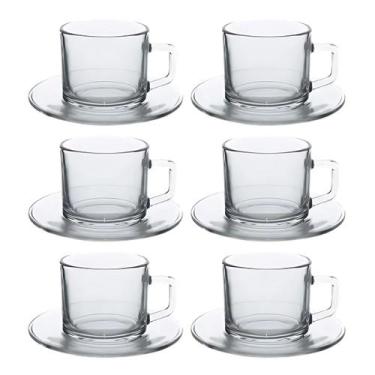 Imagem de Conjunto De Xícaras Para Chá 176ml Vidro Transparente 12 Peças Kit De 