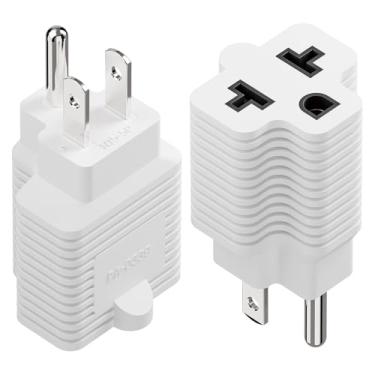 Imagem de [4 em 1] Plugue CA doméstico de 15 Amp para adaptador de lâmina T de 20 Amp, 5-15P para 5-15R, 5-20R, 6-15R, 6-20R, adaptador de alimentação CA 4 em 1, plugue de 15A 125V para 20A 250V, branco, pacote