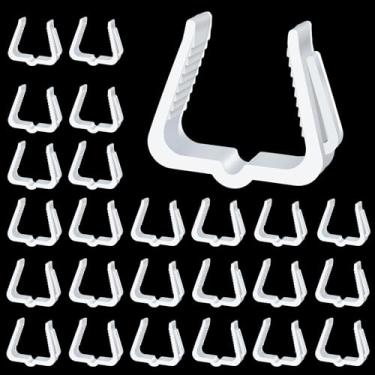 Imagem de Hamminy Grampos Para Pendurar Luzes De Natal, Tábuas Fáscia, Corrimão Deck 1 5/8", Ganchos Plástico Festas, Áreas Externas, Internas, Telhado, Calha, Cerca, Beiral (Branco, 100 Peças)