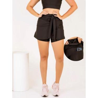 Imagem de Short Saia Fitness Feminino Com Bolso Beach Tennis Moda Evangélica Aca