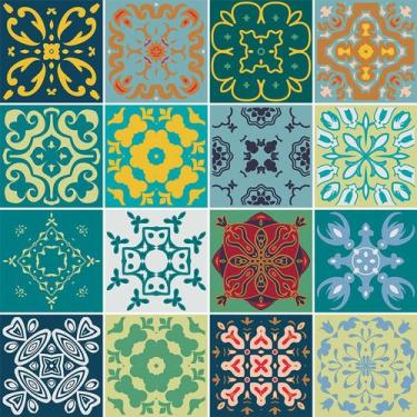 Imagem de Adesivo de Azulejo - Ladrilho Hidráulico - 20cm x 20cm - 16un - 352Azg