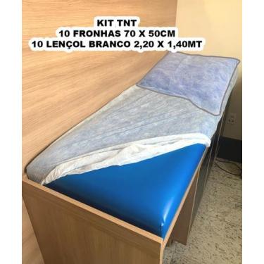 Imagem de Kit 10 Fronhas e 10 lençol 2.20x1.40m tnt descartável branco - Aradesc
