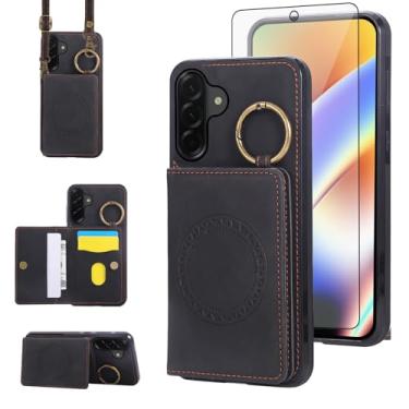 Imagem de Asuwish Capa carteira compatível com Samsung Galaxy A56 5G e protetor de tela, alça de ombro transversal, fivela anel, suporte para cartão, suporte magnético para carro, capa para celular para A 56