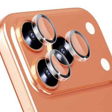 Imagem de KEKBOXQ Pacote com 3 x 2 protetores de lente de câmera para iPhone 17 Pro Max, iPhone 17 Pro 6,3 polegadas protetor de tela de lente de vidro temperado capa de câmera anel individual de metal para