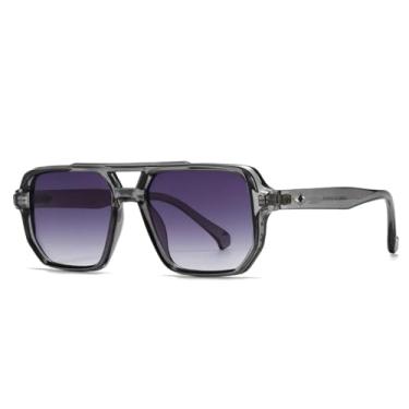 Imagem de Óculos de sol da moda popular, masculino, degradê, UV400, vintage, rebites, feminino, tendência, azul, verde (cinza, degradê)