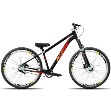 Imagem de Bicicleta KSW do Grau Kit 1x1 Freio Hidráulico Pneus Flame,PRETO VERMELHO E LARANJA 1