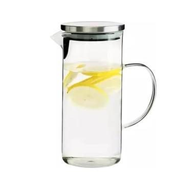 Imagem de Jarra de Vidro com Tampa, 1,4 Litros, 23 cm de Altura, Design Canelado, Transparente, para Água, Suco e Chá