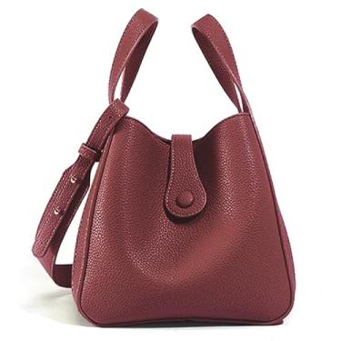 Imagem de NEWBELLA Bolsa feminina com alça superior quadrada com alça transversal, bolsa de ombro para trabalho e deslocamento diário, Borgonha, Small
