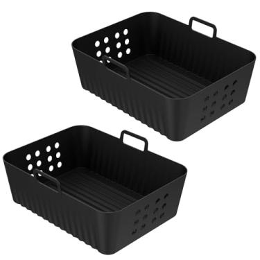 Imagem de ZJRDYYK Pacote com 2 forros de silicone para fritadeira de ar Ninja SL401 SL400UK T17088, bandeja de silicone para fritadeira a ar reutilizável, forros de cesta de silicone para fritadeira a ar