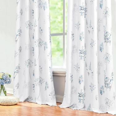 Imagem de Cortinas XTMYI azul/branco com 213 cm de comprimento, 2 painéis Blacko