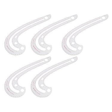 Imagem de Aramox Régua de Curva Multifuncional Transparente, Réguas de Padrão de 5pcs para Design de Roupas, Costura de Costura Com Alta Precisão, Ideal para Designers