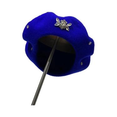 Imagem de Boina Feminina de Lã com Strass - Moda Coreana para Inverno, Klein azu