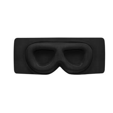 Imagem de ALASKA BEAR Máscara de olhos de algodão estilo envolvente, faixa de cabeça larga e bojos de olhos 3D contornados para dormir, sem fivelas laterais, sem alças (preto)