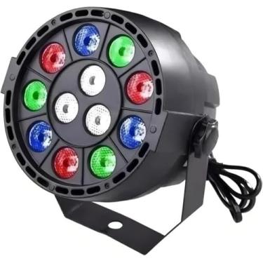 Imagem de Mini Refletor PAR 12 LEDs RGBW DMX Strobo 12W/30W Bivolt 127/220V com Display Digital, Ventilação e Modos Automático/Rítmico/Iluminação para Festas e Eventos