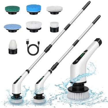 Imagem de Electric Spin Scrubber Bathroom Cordless Cleaning Brush with 7 Replaceable Brush Heads, Tub and Floor Tile Power Shower Scrubbers for Cleaning with 54 Inch Adjustable Handle for Bathroom Kitchen Car