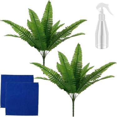 Imagem de Tcwhniev 2 peças de samambaias artificiais para ambientes externos, 66 cm de samambaia artificial realista de Boston, samambaias falsas realistas, plantas artificiais para decoração de jardim e