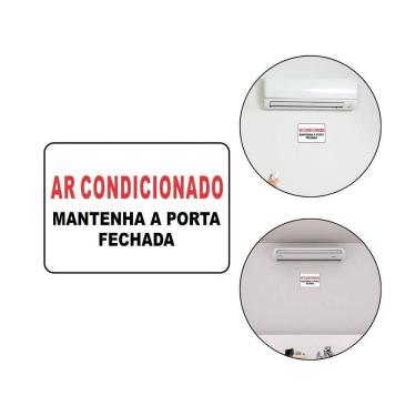 Imagem de Placa Sinal Ar Condicionado Mantenha Porta Fechada 21X15 Cm